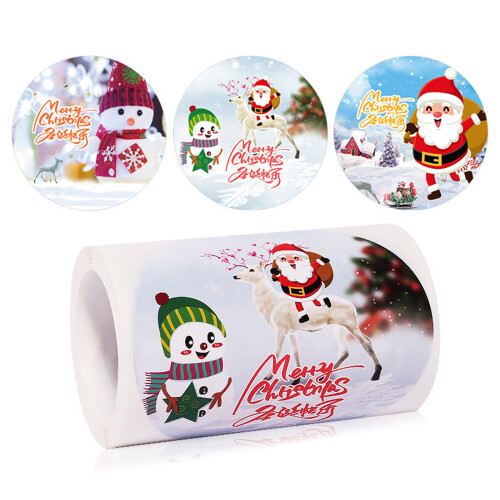 Christmas Stickers Label Round Christmas Tags--086