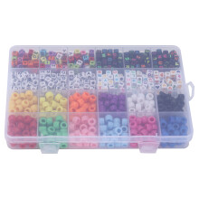 Colorful 6mm Bead Kit: 12 Pearl Rectangle Beads & Elastic Thread Set