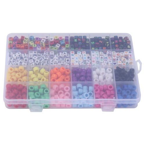 Colorful 6mm Bead Kit: 12 Pearl Rectangle Beads & Elastic Thread Set