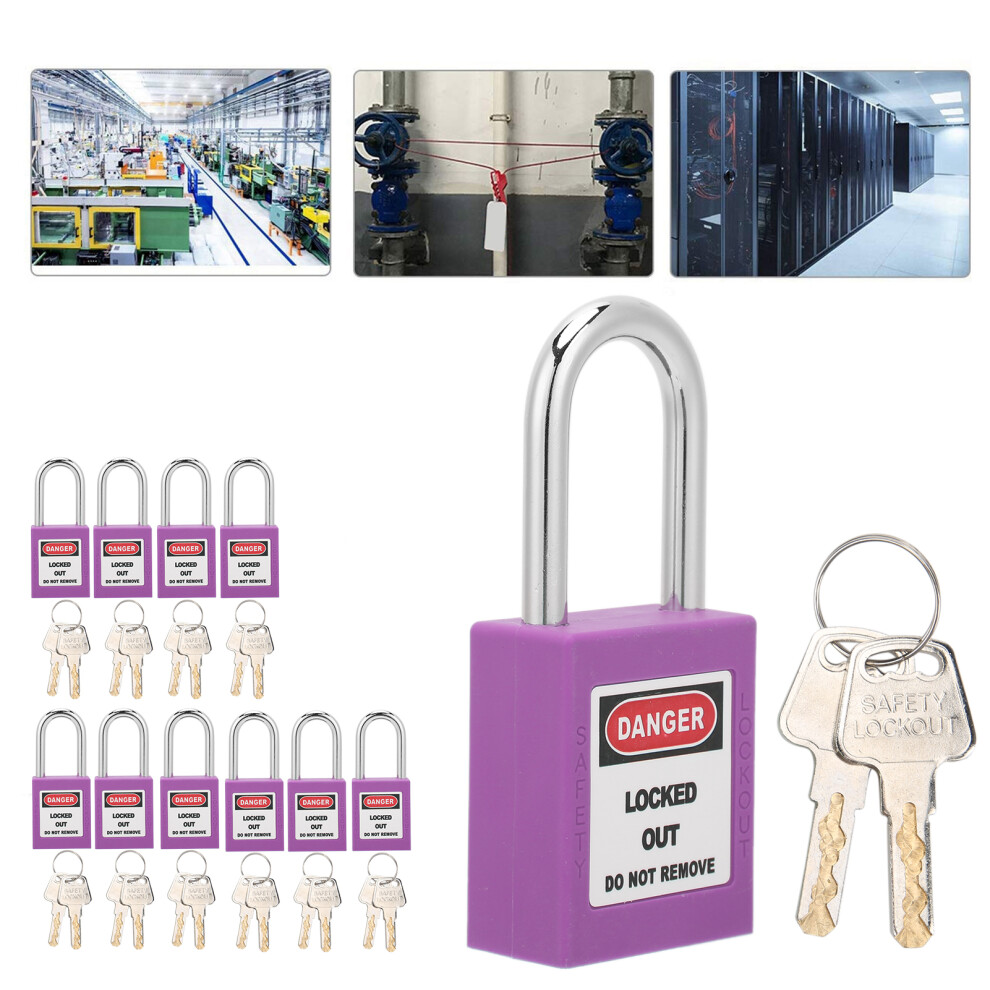 Isolation Lockout Padlock 38Mm Nylon Body Corrosion Resistant 20 Keys Purple 6911358554159