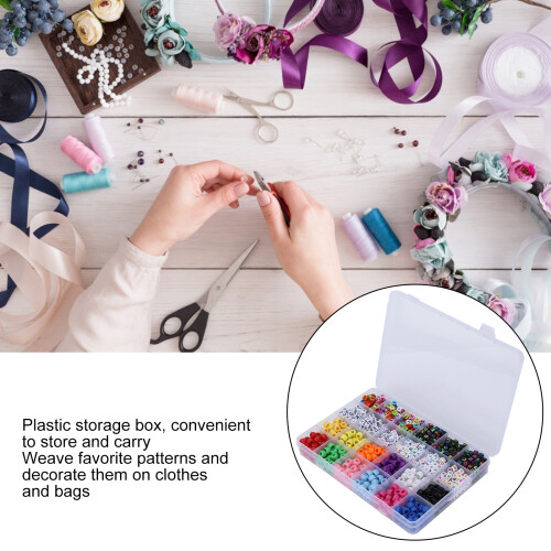 Colorful 6mm Bead Kit: 12 Pearl Rectangle Beads & Elastic Thread Set 2