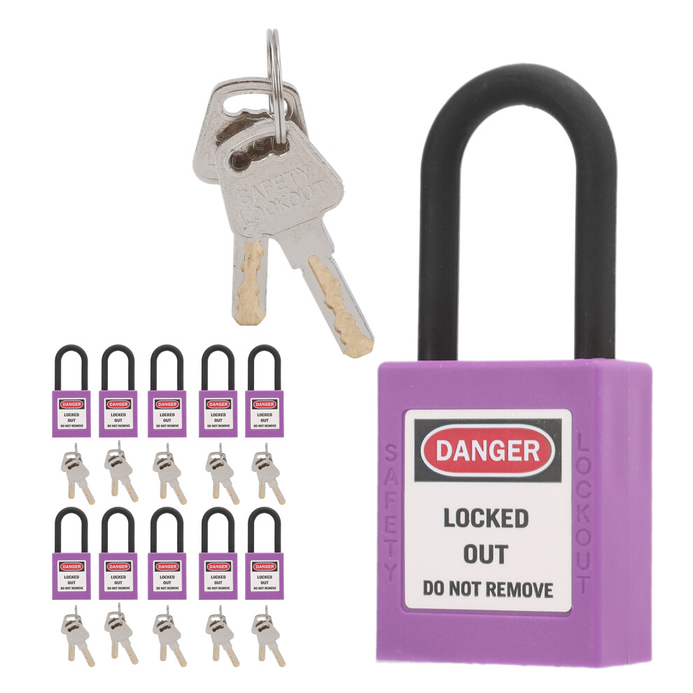 10Set Purple Nylon Safety Padlock 38Mm/1.5In For Industrial Use 3621358554594