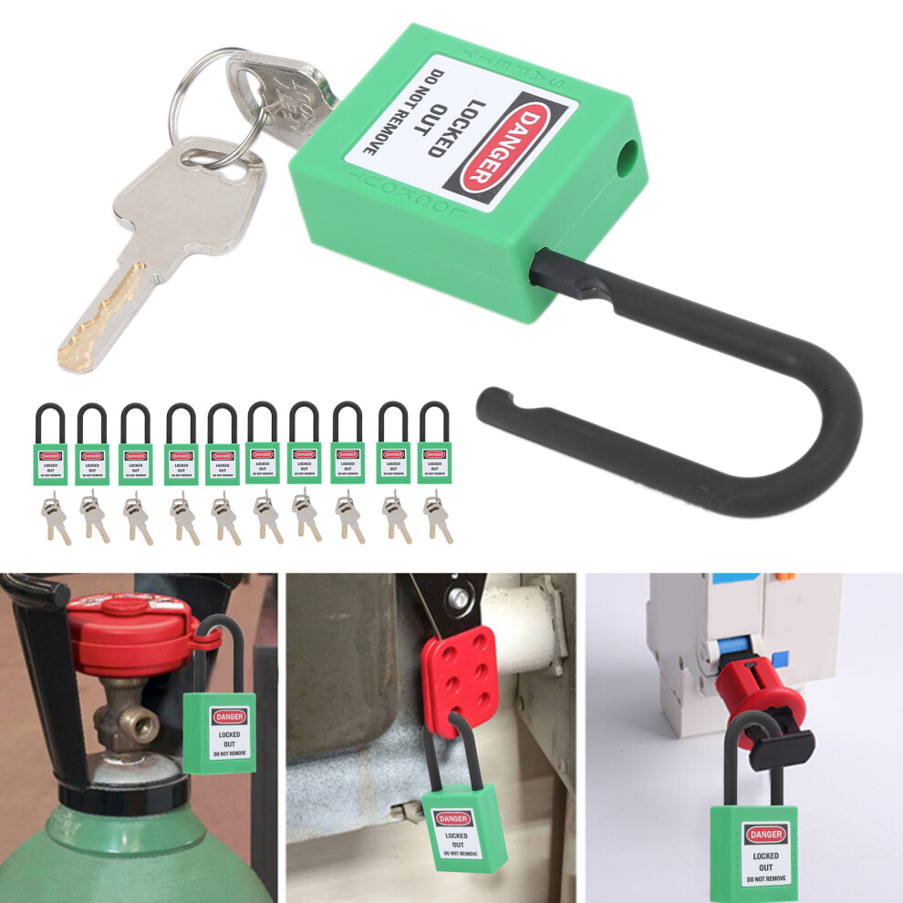 10Set 38Mm/1.5In Safety Padlock For Industrial Insulation & Dustproof Use Green 4971358554582