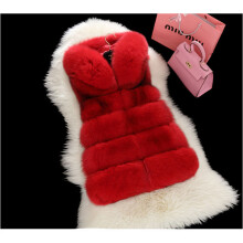 (Bright red, XXL) Imitation fur vest women's new fur hooded vest women's mid to long length warm European and American temperament