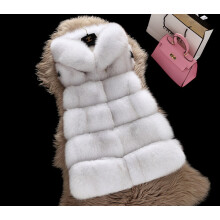 (White, S) Imitation fur vest women's new fur hooded vest women's mid to long length warm European and American temperament