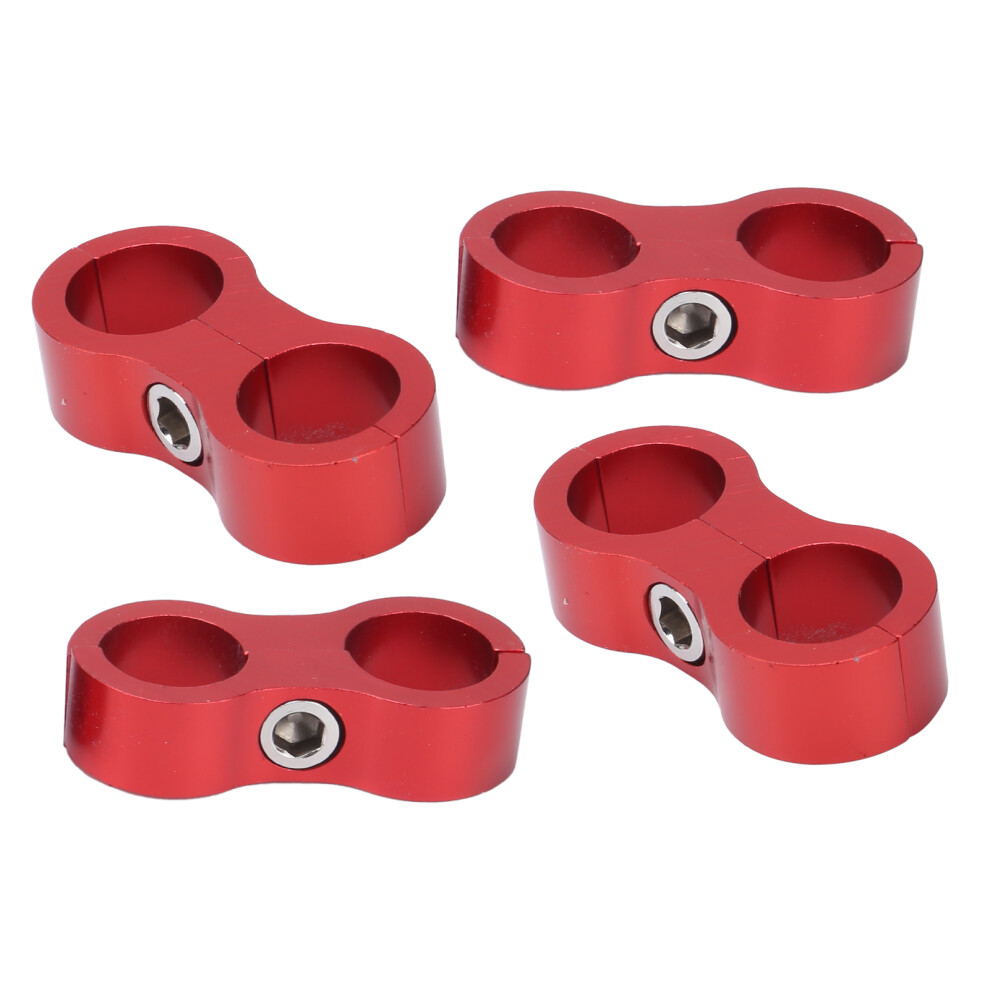 4Pcs An8 Aluminum Oil Pipe Hose Separator Fixing Adapter For Cars Red 7611358557967