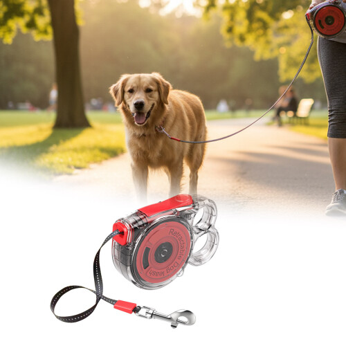 Retracting Pet Leashes with Fast Release Lock Easy-White 1 2