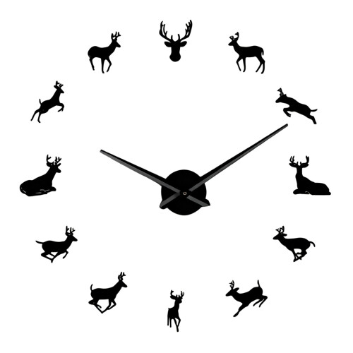 3D-DIY-Wanduhr, rahmenlose Spiegelflächen,-Schwarz
