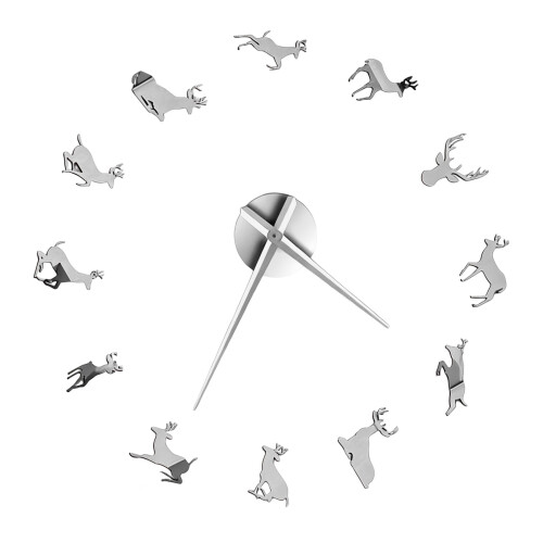 Large DIY Wall Clock Modern 3D Wall Clocks with Mirror-Silver
