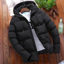 (black, XL) Men Jacket Puffer Bubble Down Hooded Winter Warm Coat Quilted Zip Padded Outwear