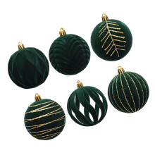 6Pcs Festives Baubles for Christmas Tree Velvets-dark green