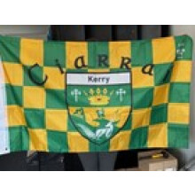 Ireland County KERRY 5 x 3 ft CHEQUERED Flag with Crest Irish& English