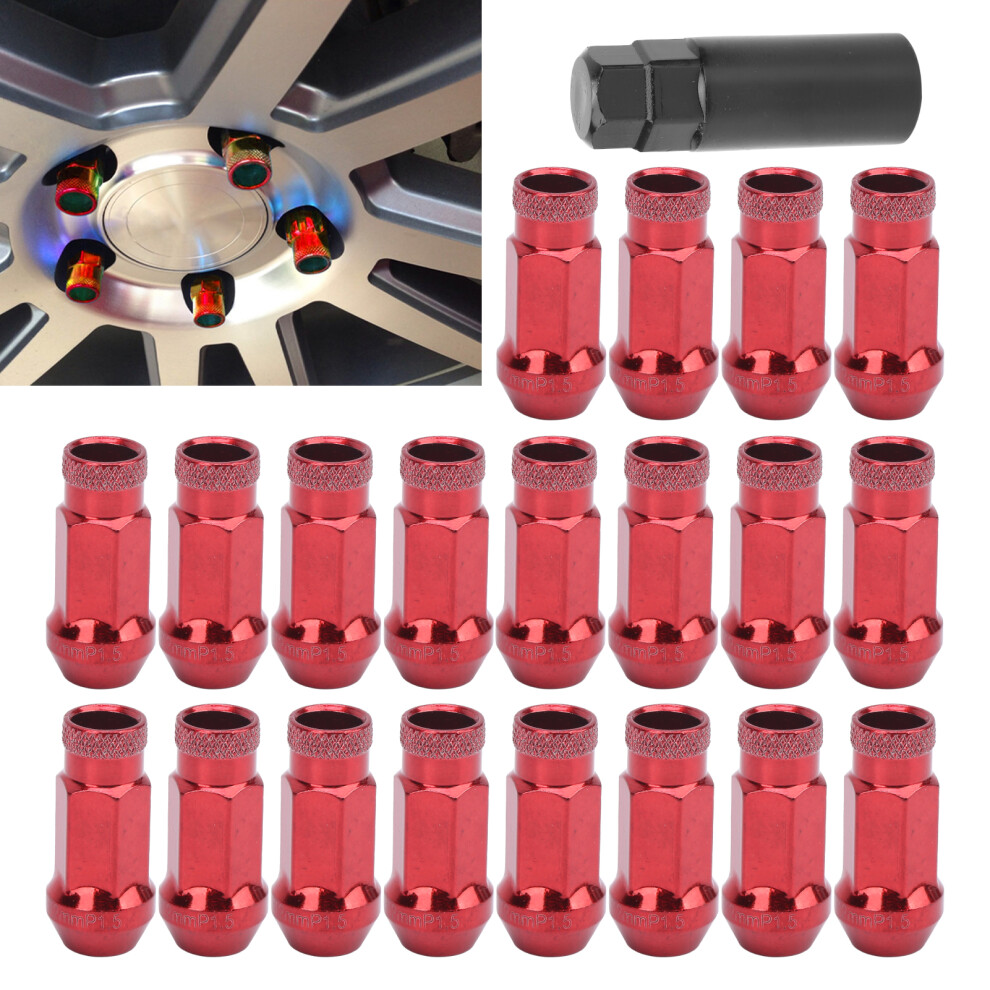 20Pcs Alloy Steel Wheel Lug Nuts M12x1.5 50Bv30 Replacement Red 8761358562917