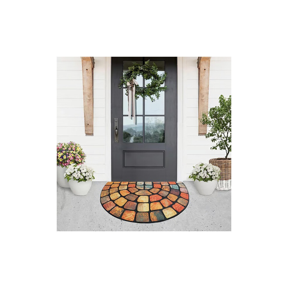 (3, 40*60cm) Semi-circular retro stone-patterned floor mat, dust-proof and anti-slip welcome floor mat-image-OPC-PMSCTVQ-NEW