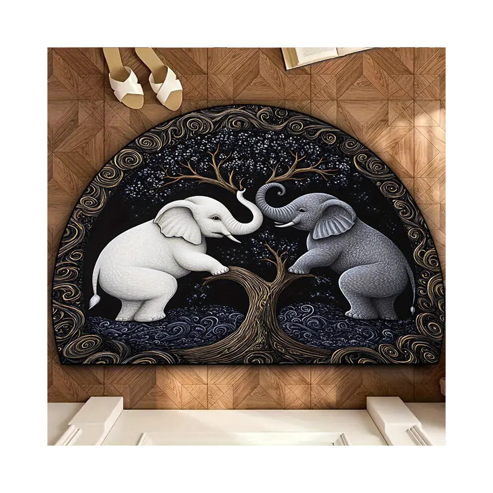 (22, 60*90cm) Semi-circular retro stone-patterned floor mat, dust-proof and anti-slip welcome floor mat-image-OPC-PMSCTXZ-NEW