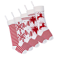 4pcs Cozy Woolen Socks with Christmas Pattern Practical Woolen