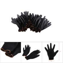 Schwarze Nylon-PU-Sicherheitsarbeitshandschuhe mit braunen Streifen, Größe L
