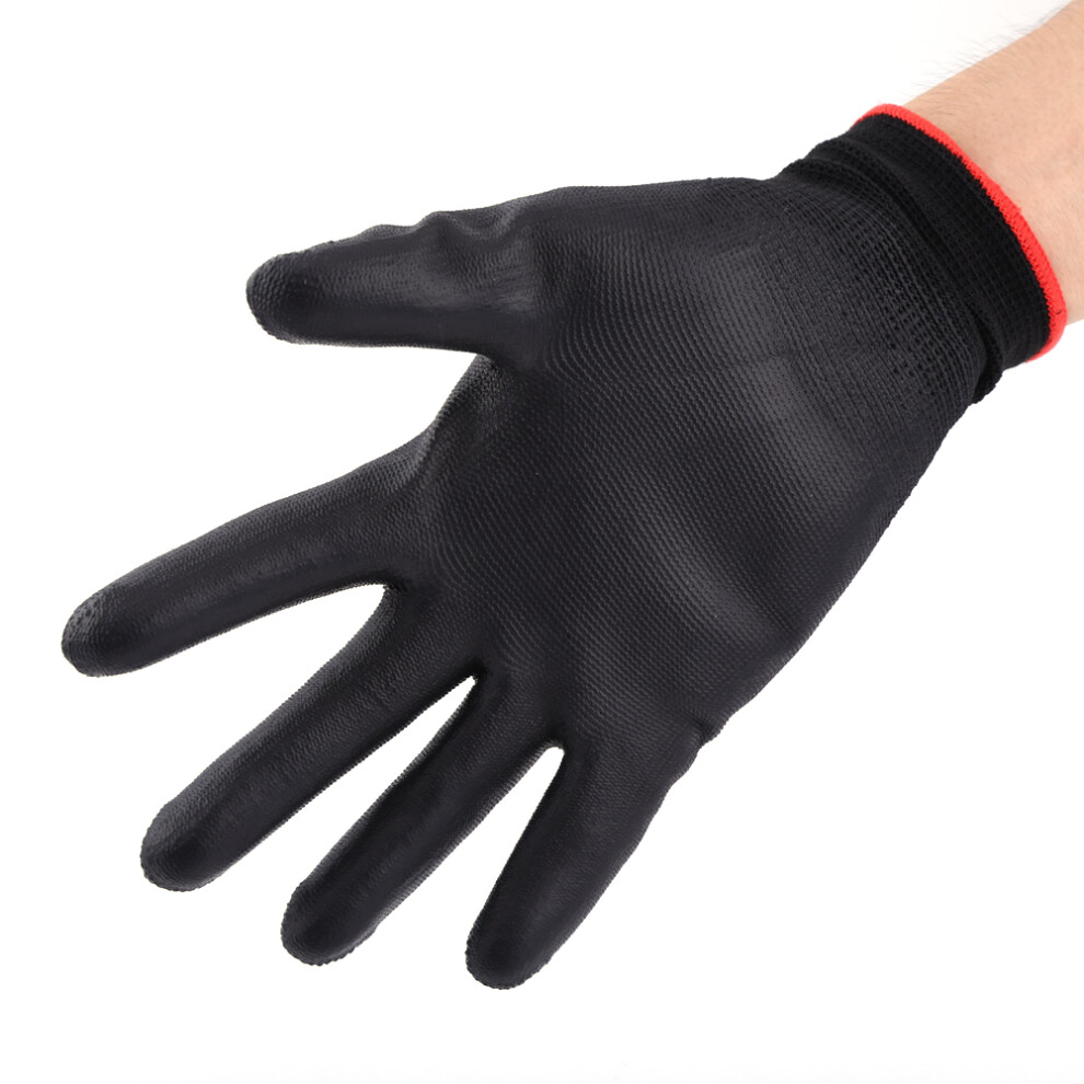 Black Nylon Pu Safety Work Gloves With Red Stripe, Size M 6931358567904