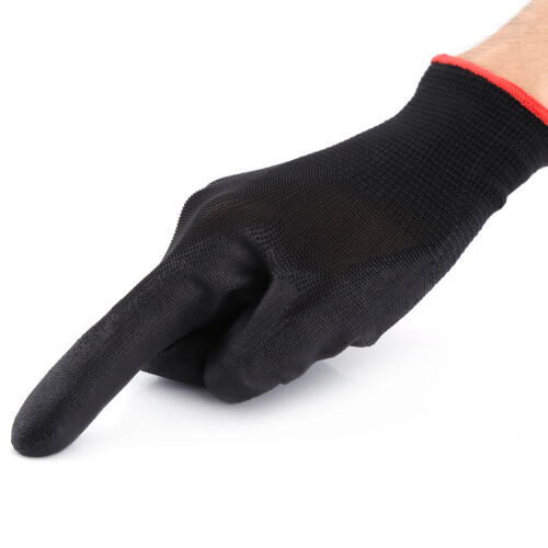 Schwarze Nylon PU Sicherheitsarbeitshandschuhe, 12 Paar, Größe M 2