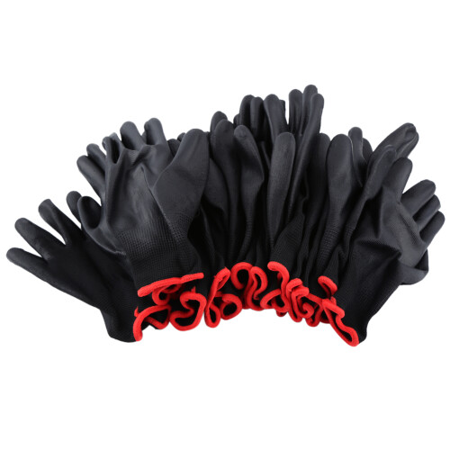 Schwarze Nylon PU Sicherheitsarbeitshandschuhe, 12 Paar, Größe M 1