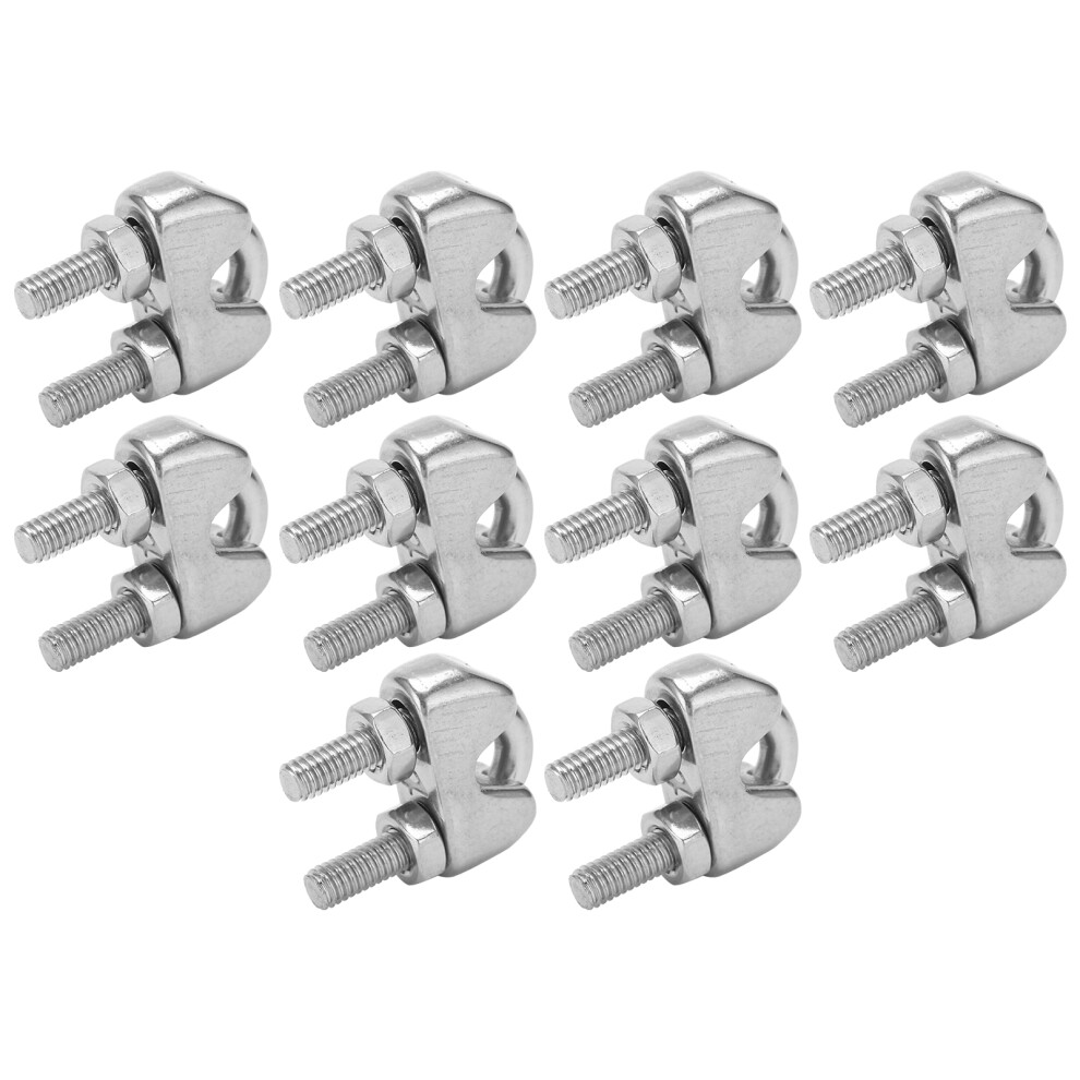 10Pcs M4 Stainless Steel Wire Rope Cable Clamp U Bolt Fasteners 3/16 Inch 5081358569680