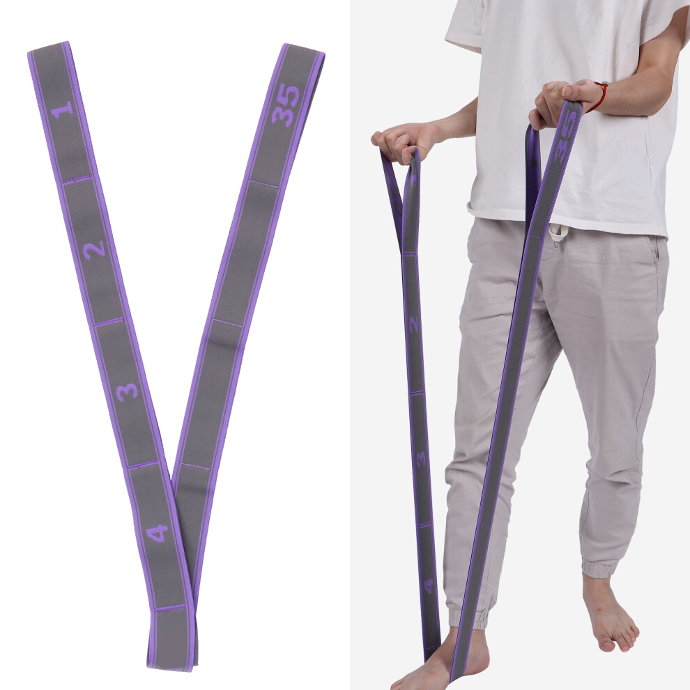 Purple Gray MultiLoop Elastic Yoga Strap for Women 110cm Stretch Band