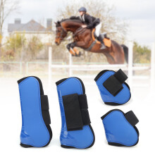 Horse Tendon Boots Set of 4 PU Shell Fetlock Jumping Protection Blue L