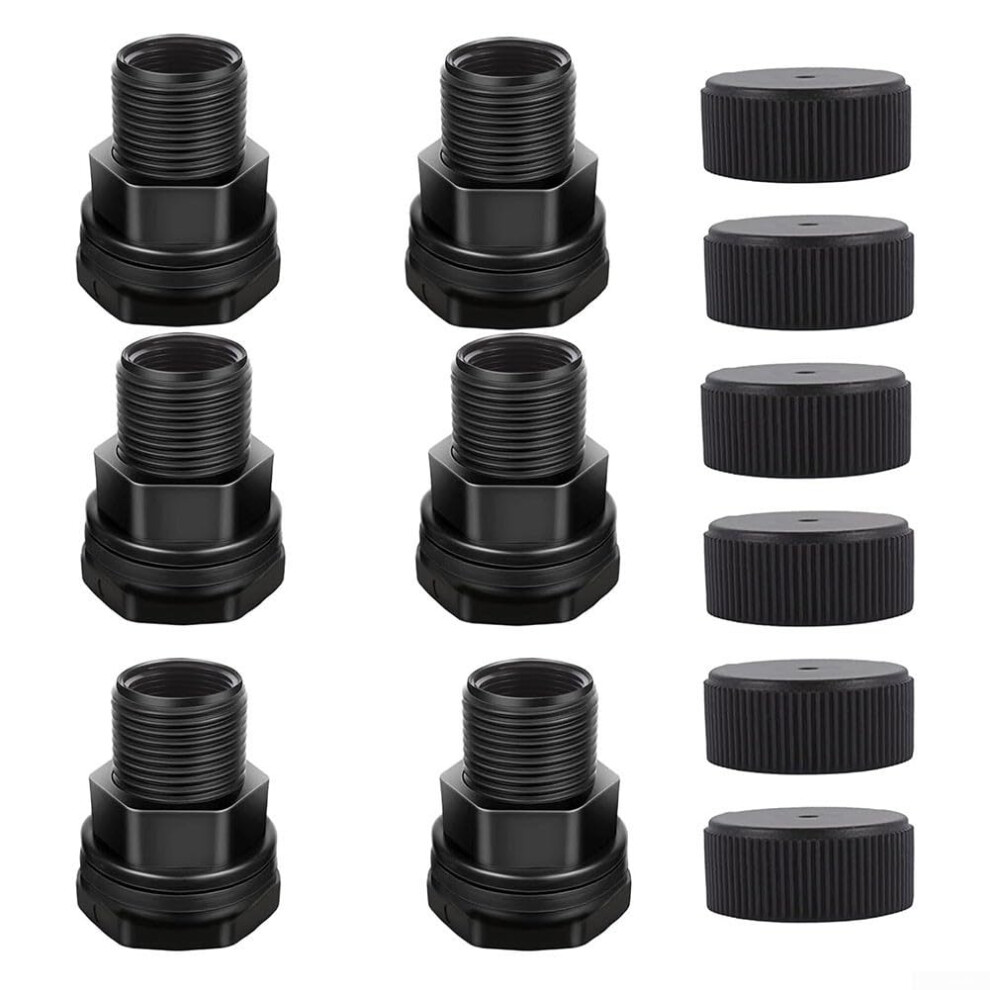 Bulkhead Fittings Plastic Double Thread 3/4 Inch Male Ght X 1/2 Inch Female Npt 6-Piece Rainwater And Pond 9067246571887