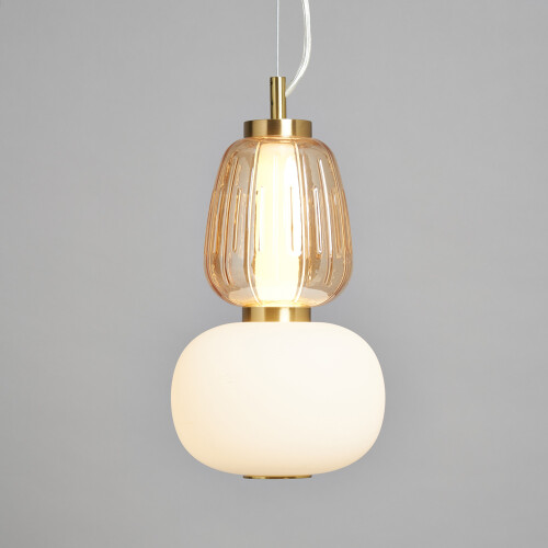 Visconte Edvin Glass Ceiling Pendant - Satin Brass 2