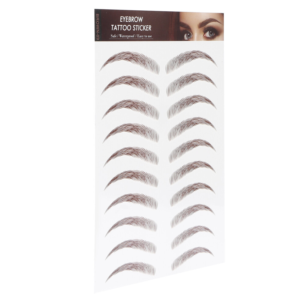 Brown-09 Waterproof Eyebrow Tattoo Sticker for Women Transfer & Wear Easily