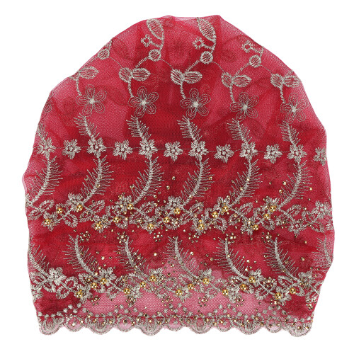 Turban Wraps - Style Plume, Taille Unique, Rouge Vin 1