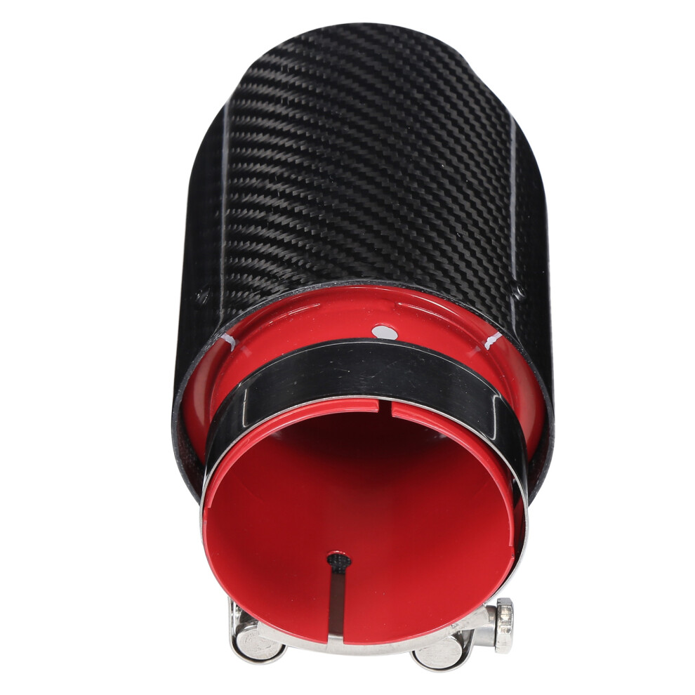Universal Exhaust Tip Tail Throat Carbon Fiber Pipe 3.1In Inlet 4In Outlet Red 9331358576857