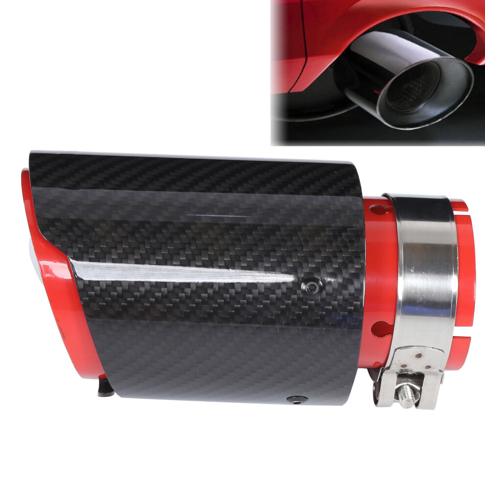 Universal Exhaust Tip Carbon Fiber Pipe 2.5In Inlet 3.5In Single Outlet Red 4601358576887