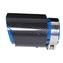 Auspuffblende 80‑101mm Carbonfaser Blau Edelstahl Universell