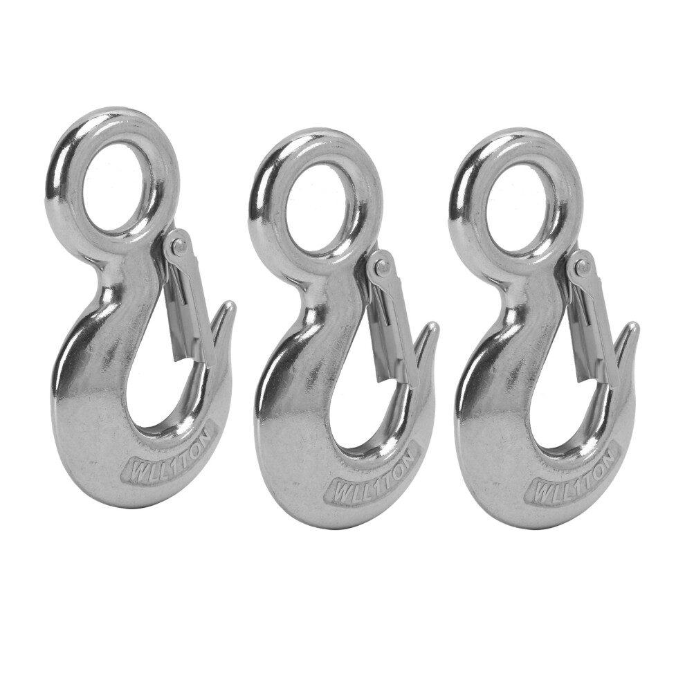 3Pcs Stainless Steel Marine Lifting Eye Hook 1T With Safety Latch 8461358577958