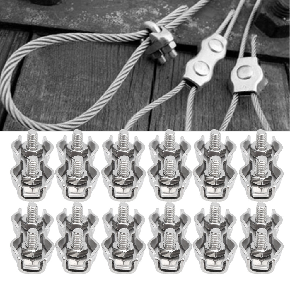 18Pcs M2 Stainless Steel Duplex Wire Rope Clamp Cable Clips Durable 9371358577928