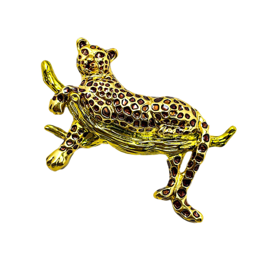 Realistic Leopard Design Brooch Sturdy Alloy Construction