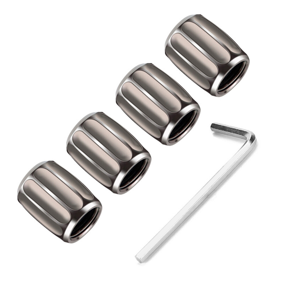 (Grey Black) Pack of 4 Car Tire Stem Valve Cap Rubber Sealing Ring Replacing Tyre-image-OPC-PMSDRW2-NEW