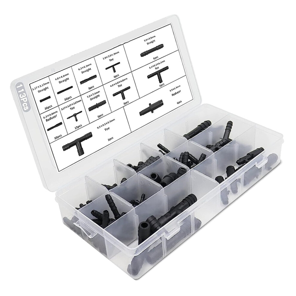 113Pcs Hose Connector Assortment T-Connector Hose Connector 7704000113786