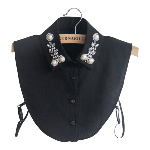 Pearl False Collar False Collar Half Shirt For Women-Black