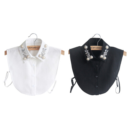 Pearl False Collar False Collar Half Shirt For Women-Black 1