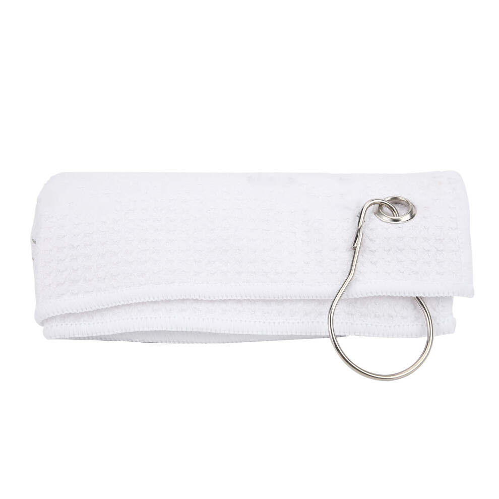 Waffle Microfiber Golf Towel - 63cm x 36cm, White, Claw Hook-image-OPC-PMSDZXC-NEW