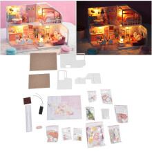 Kinder DIY Puppenhaus-Set Miniaturhaus Bausatz, 25,1x19,6x18cm