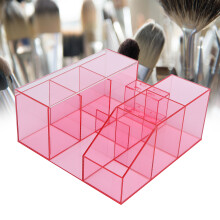 Large Capacity Pink Transparent Acrylic Eyelash & Tattoo Tool Storage Box-8.7x8.7x3.9in