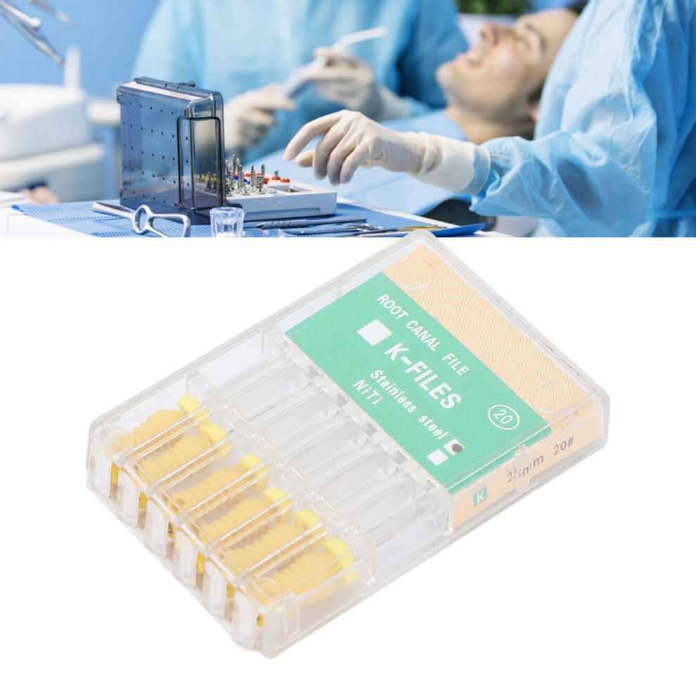 6pcs Stainless Steel 25mm Root Canal Files for Endo Dental Accessory