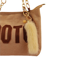 Chic Faux Hair Tassels Keychain Unique Handmade-Light Yellow