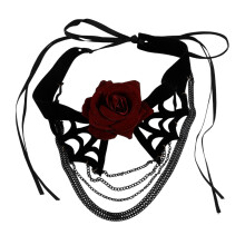 Fashionable Multi Strand Fringe Collar Gothic Spiderweb-Black
