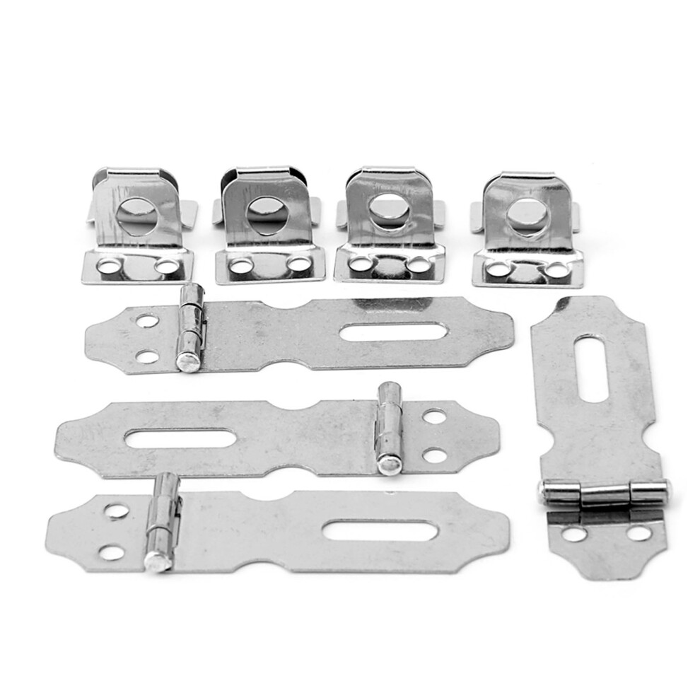 4Pcs Home Drawer Door Safety Padlock For Latch Hasp-Silver 7704000116961
