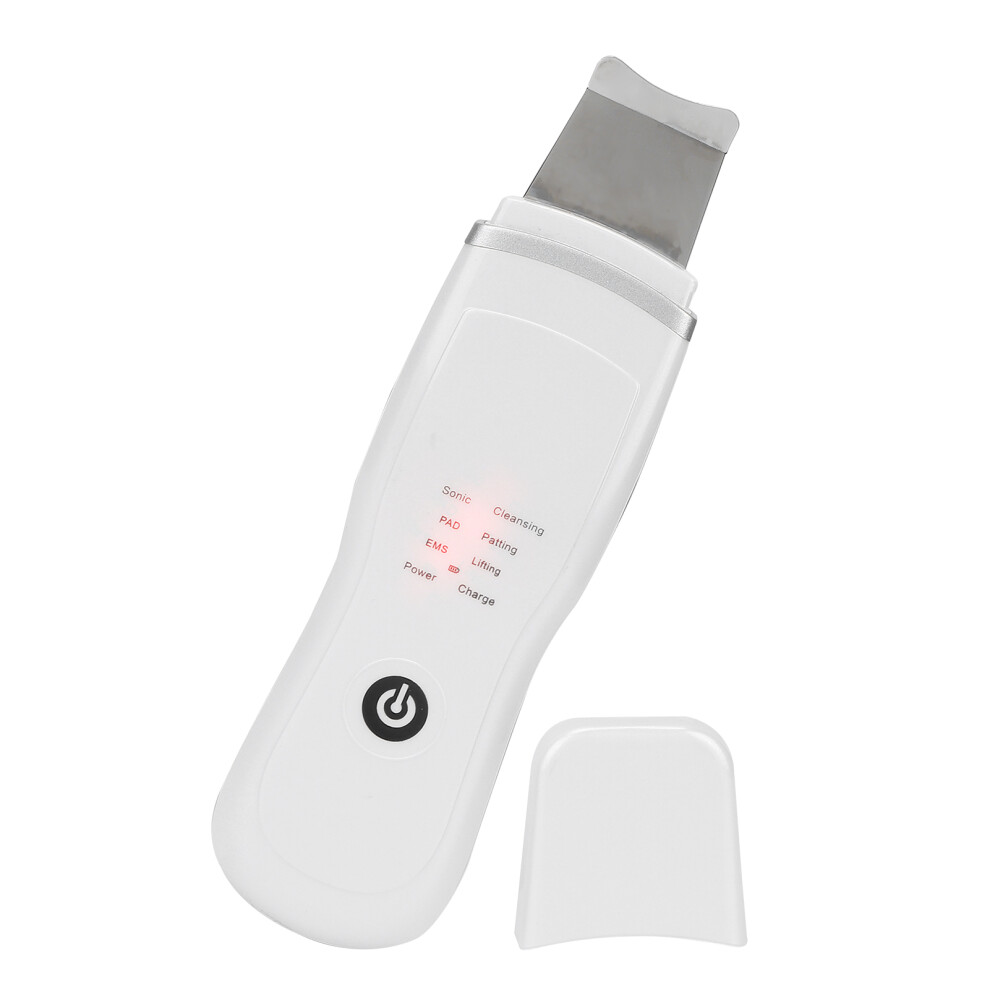 White Ultrasonic Skin Scrubber Pore Cleaner, 3 Modes, Usb Powered