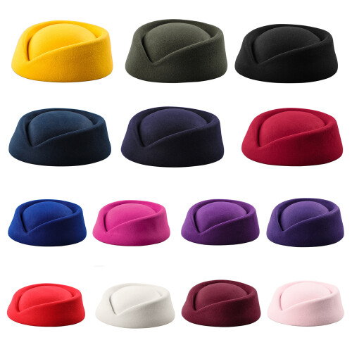 Stewardess Pillbox Hat Teardrop Fascinator Base-wine red 1